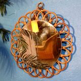 Rattan wall mirror "sun" 1960s