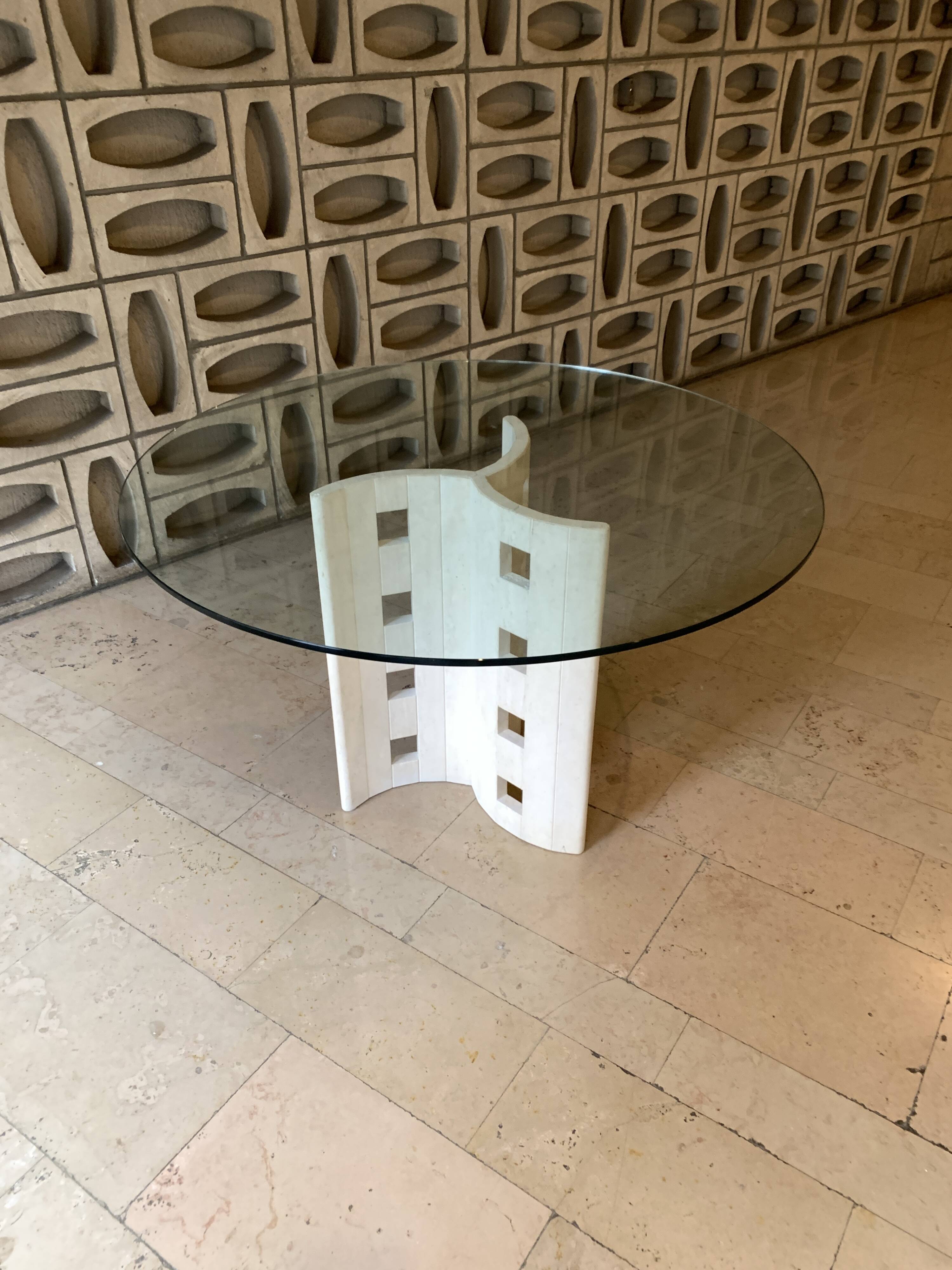 Dining table and glass by Claude Berraldacci
