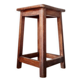 Tabouret de ferme ancien en chêne massif – Look Brutaliste Rustique