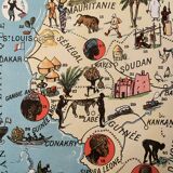 Old poster map of French West Africa Senegal Guinea Sudan - 1931
