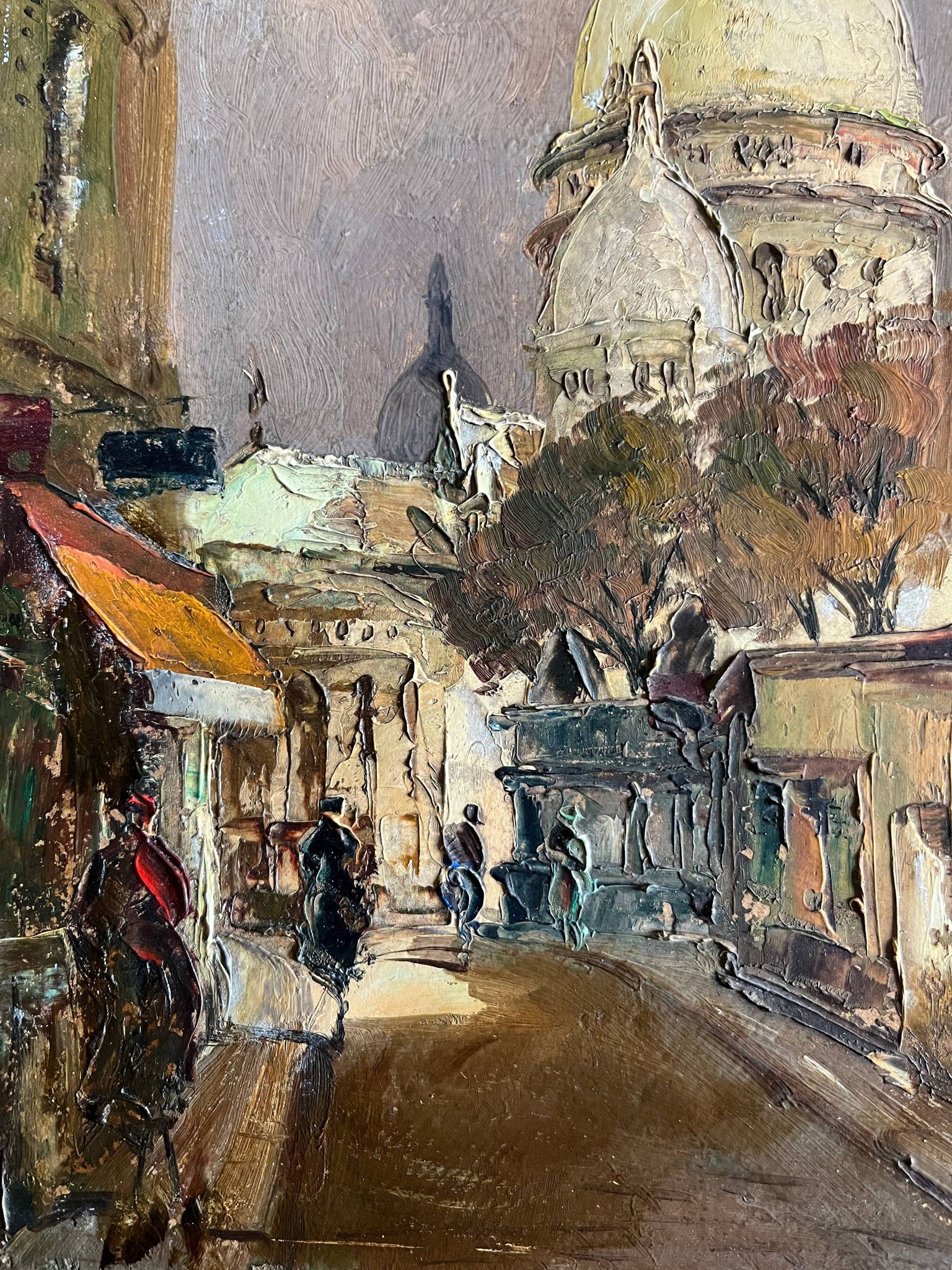 Painting Paris Montmartre Place du Tertre by Julian Brosius (1917-2004)