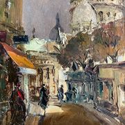 Painting Paris Montmartre Place du Tertre by Julian Brosius (1917-2004)