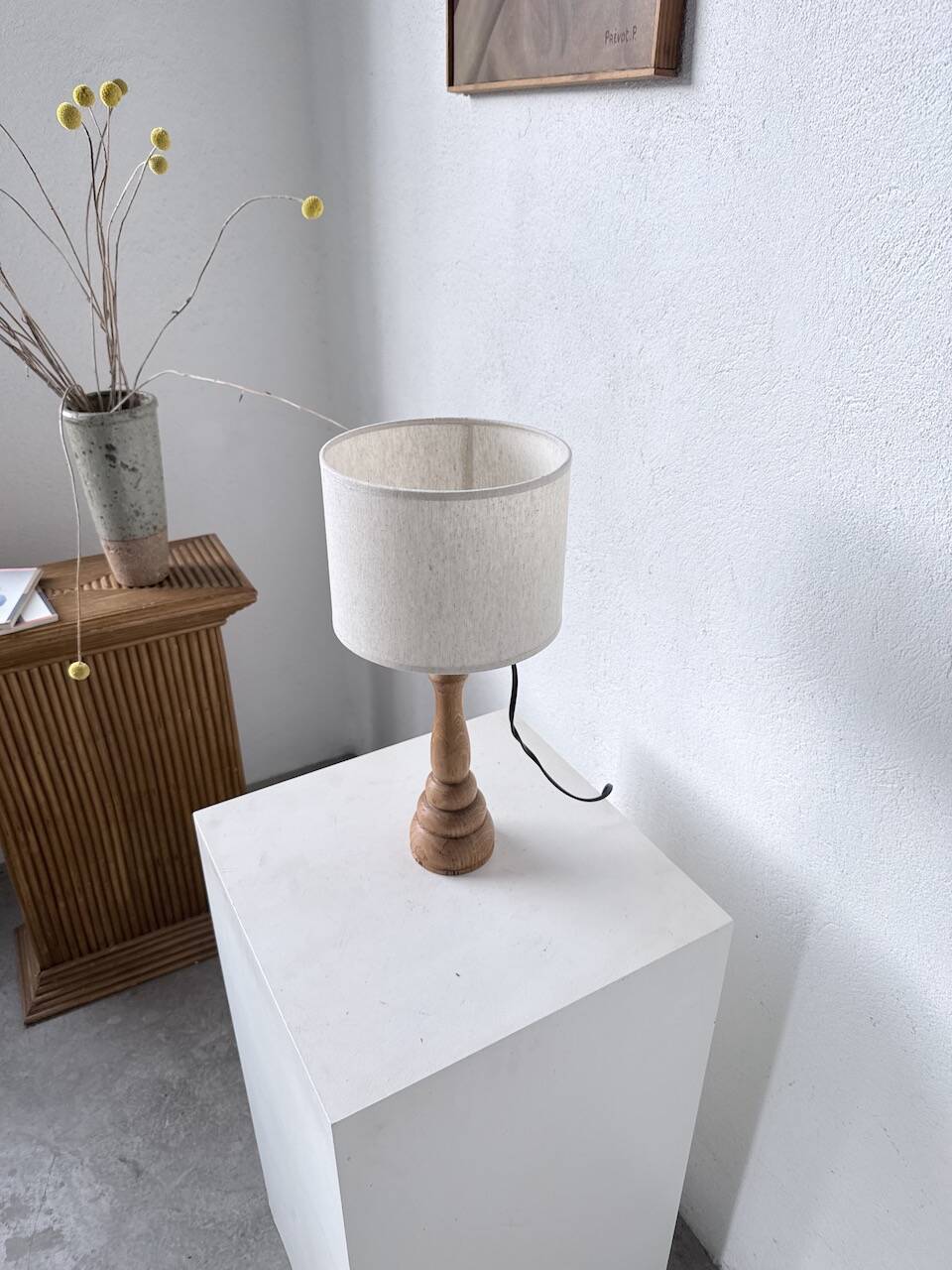 Lampe de bureau en bois chêne clair 1950