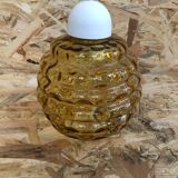 Old suspension ball glass blown orange luminaire 70s vintage