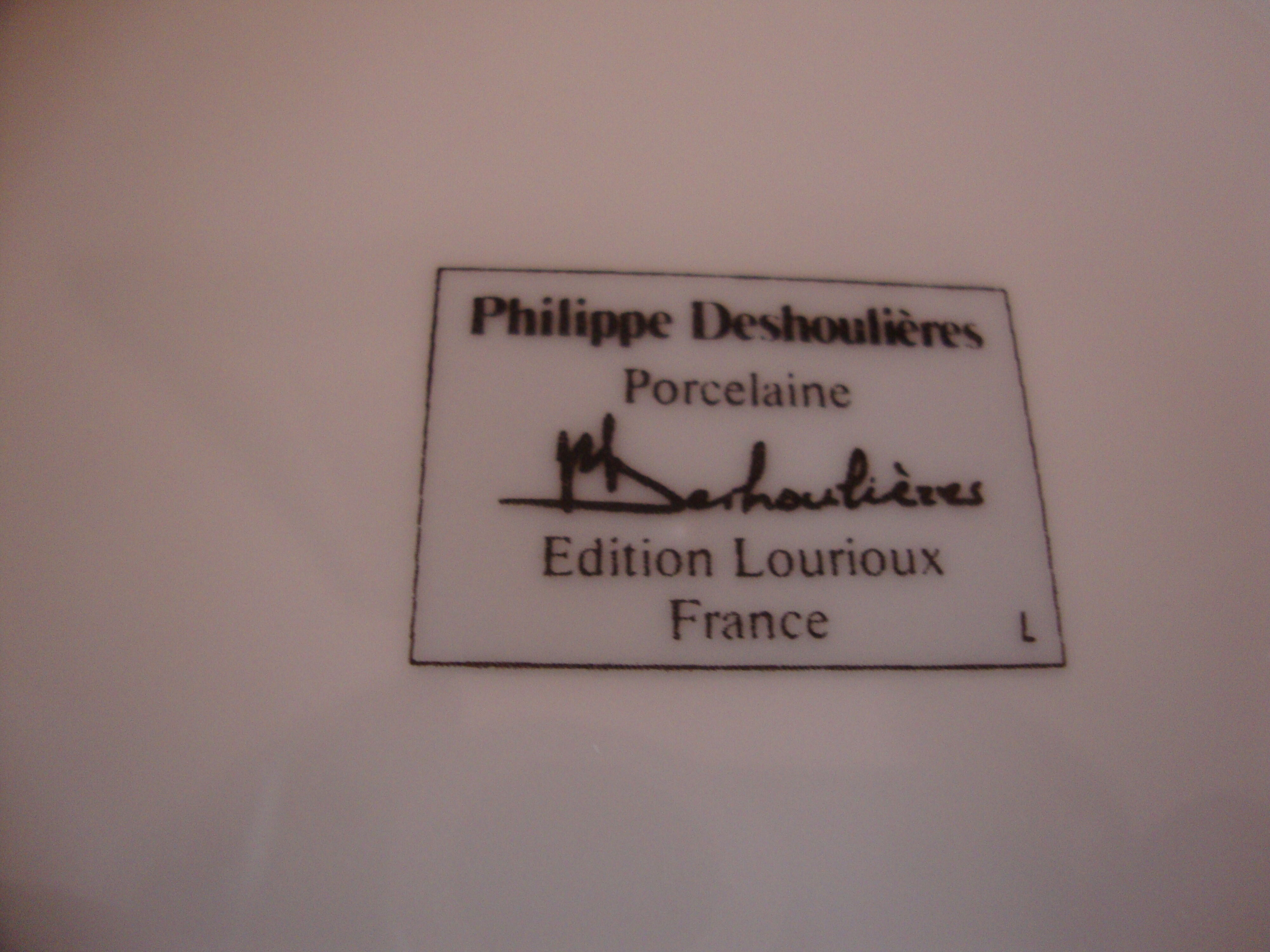 6 hollow plates of fine porcelain by Ph. Deshoulières