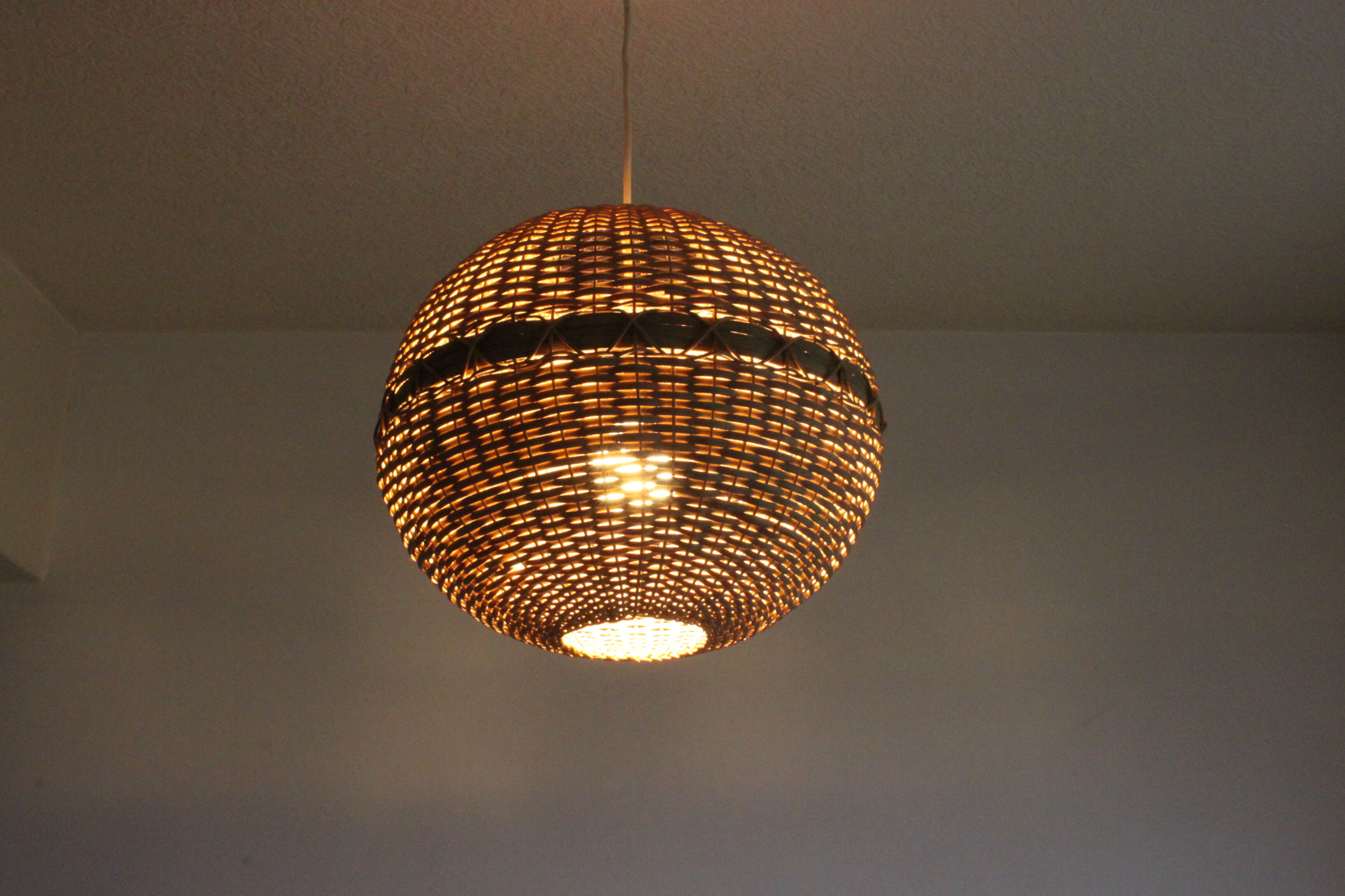 Rattan ball pendant light, 1960s