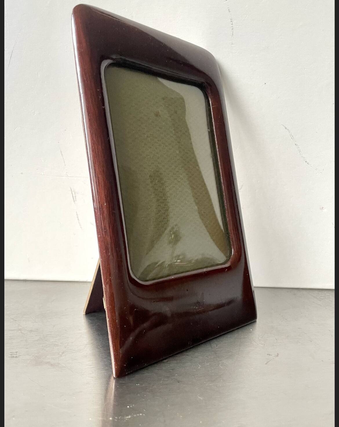 Antique  Art Deco Mahogany Wooden Frame  22.5 cm x 13.5 cm  convex glass