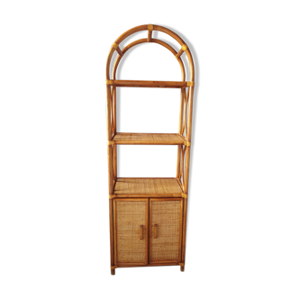 Vintage rattan and bamboo shelf