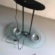 Postmodern black metal glass ceiling lamp | 1990s