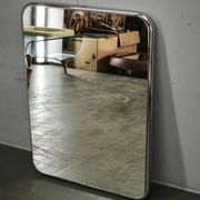 Italian Space Age Chrome and Brass Rectangular Wall Mirror, 1970s