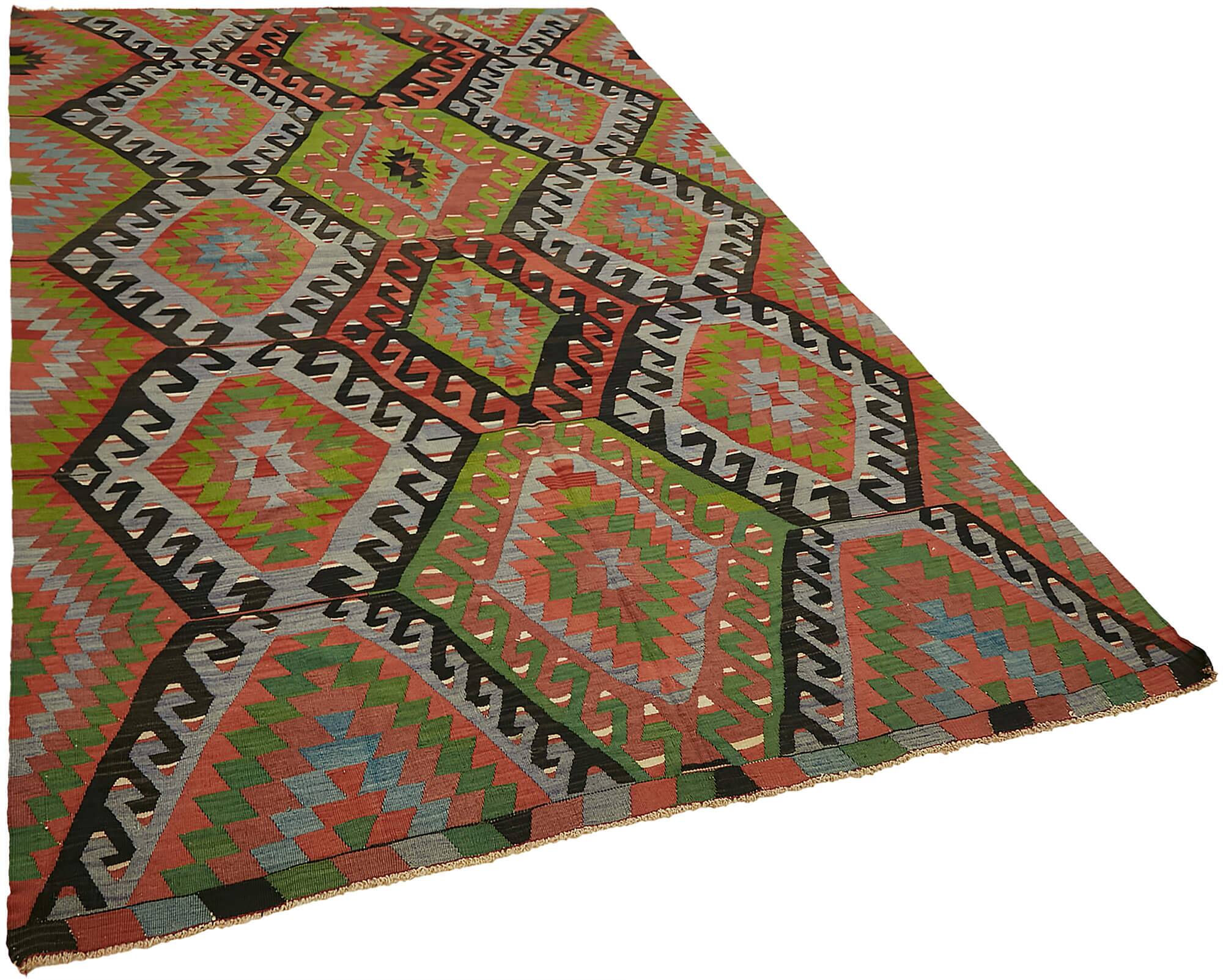 Turkish Handmade Vintage Anatolian Kilim 198 cm x 320 cm