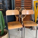 Pair of wooden and metal children's chairs