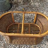 Oval vintage rattan coffee table