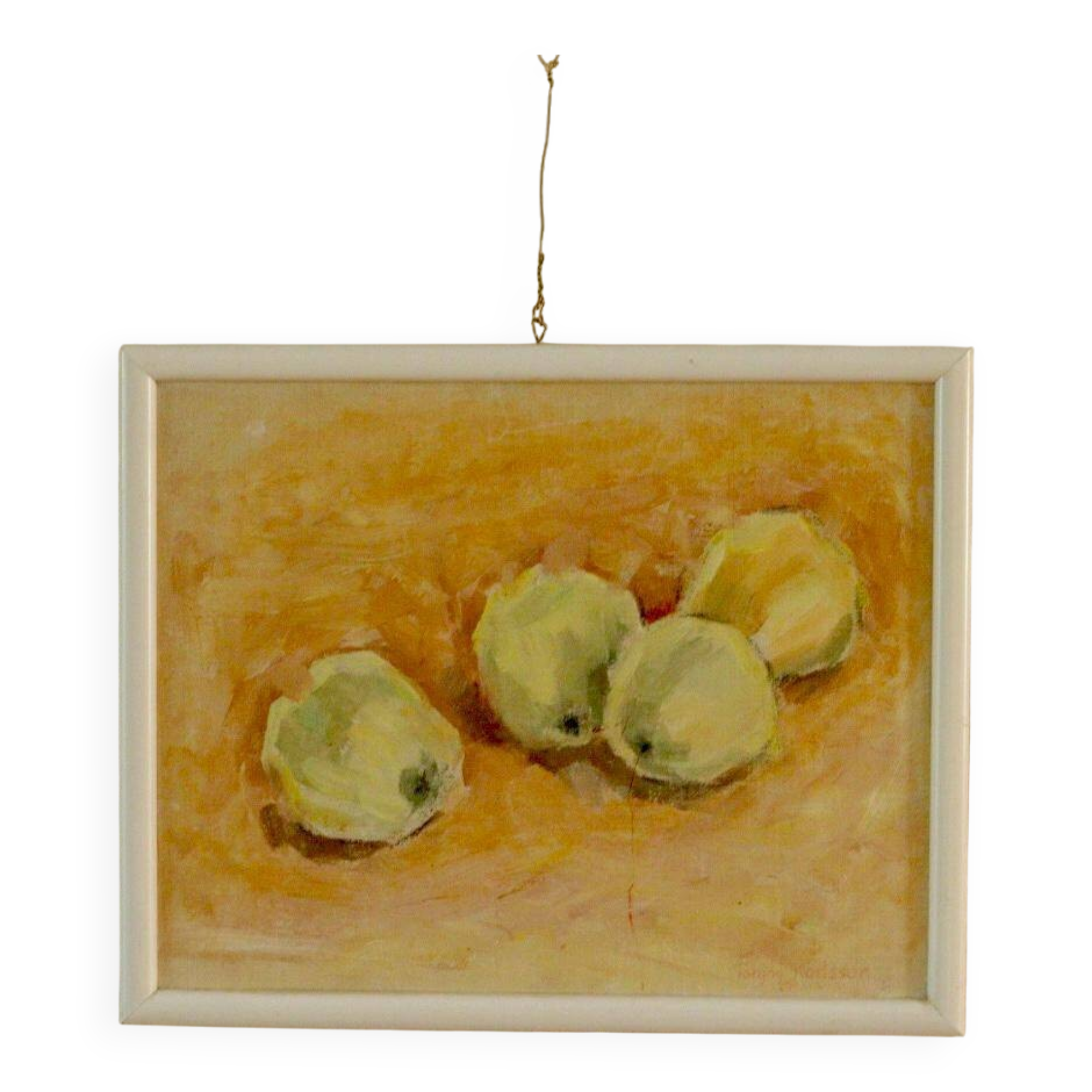 Oil on panel "Four Apples" by Torgny Karlsson