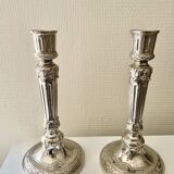 Antique silver-plated candlesticks in classic style