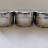 Set of 3 round vintage stainless steel boxes