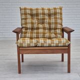 1970s, Danish lounge chair, original condition, furniture wool fabric, teak wood.