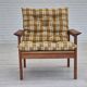1970s, Danish lounge chair, original condition, furniture wool fabric, teak wood.