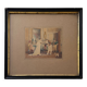 Aquarelle sur papier scène d'intérieur bourgeois Eugènes Charles Picou, XIXe s.