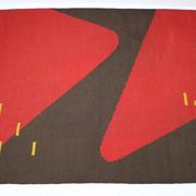 Design organic abstract geometric carpet/rug in style of Antonín Kybal, 1950s