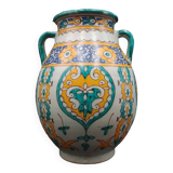 Vase pot with two handles in Moroccan ceramic signed Fes Moroccan