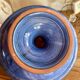 Vintage blue fruit bowl 1980s enamelled stoneware