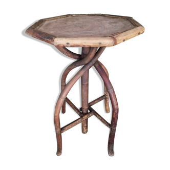Copper and bamboo pedestal table 1900