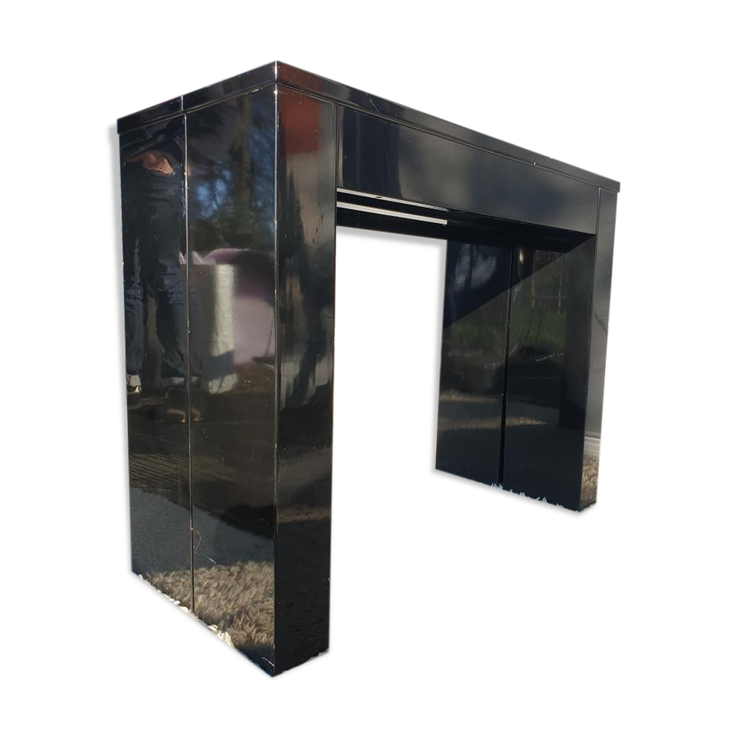 Table with extendable mechanism XXL black lacquer