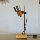 Pine and chromed metal lamp, Italy, 1970