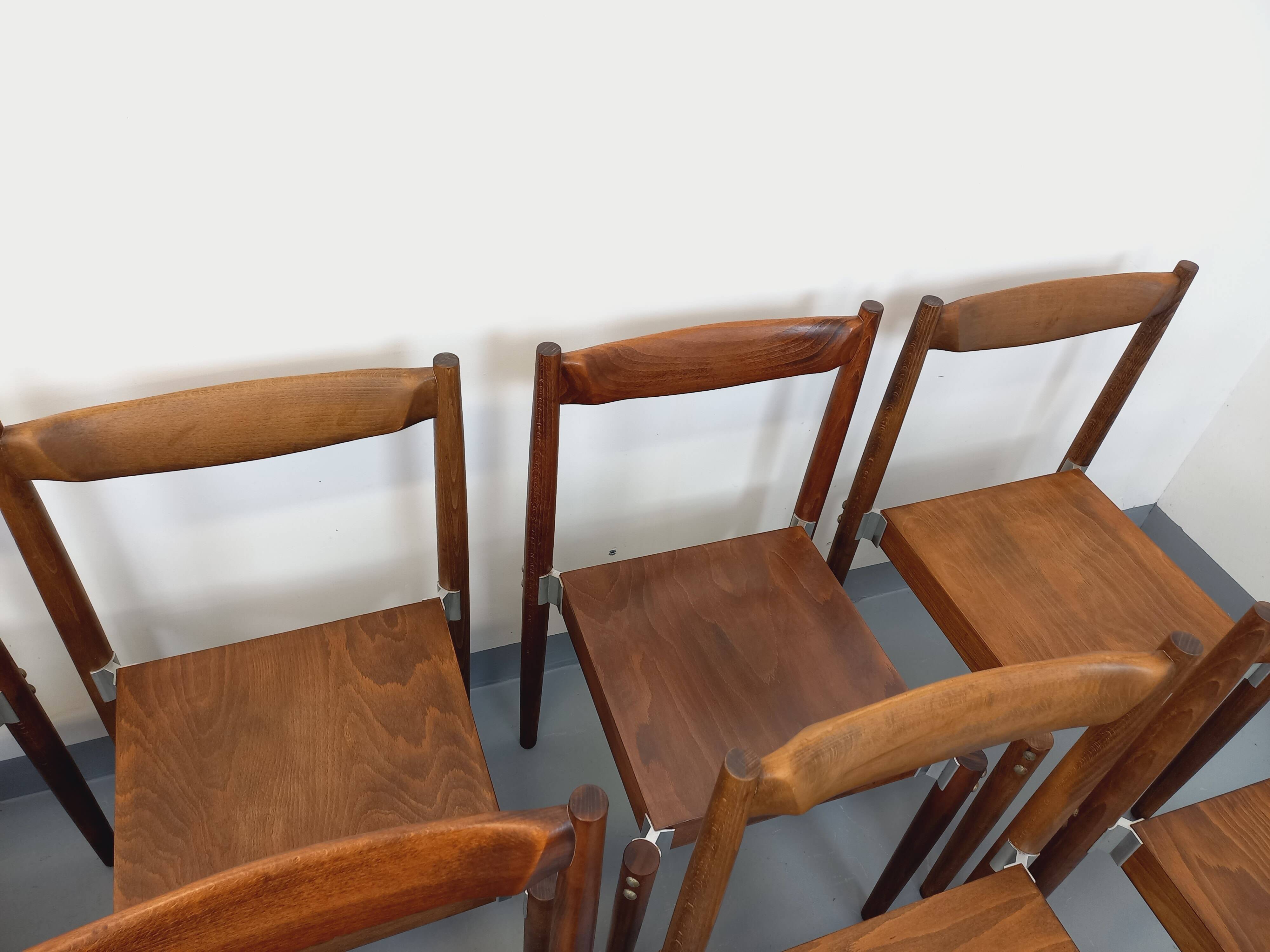 Set of 8 stackable chairs from the Czech manufacturer Bukoza