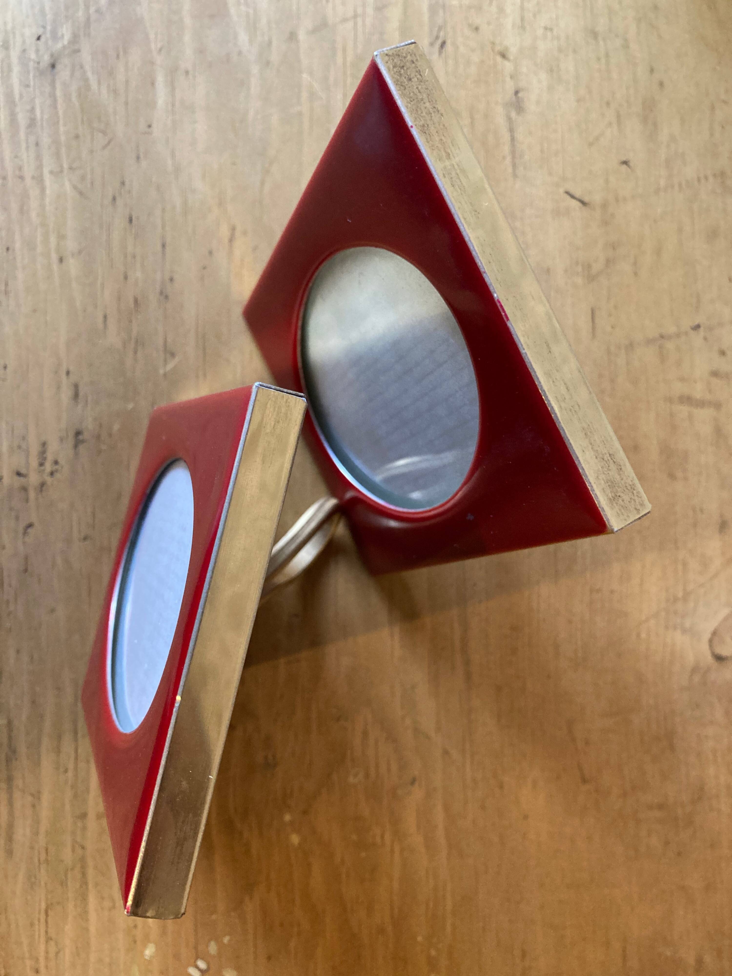 Set of 2 small red frames, made in Italy, 1970s