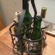 Metal bottle basket and wooden handle