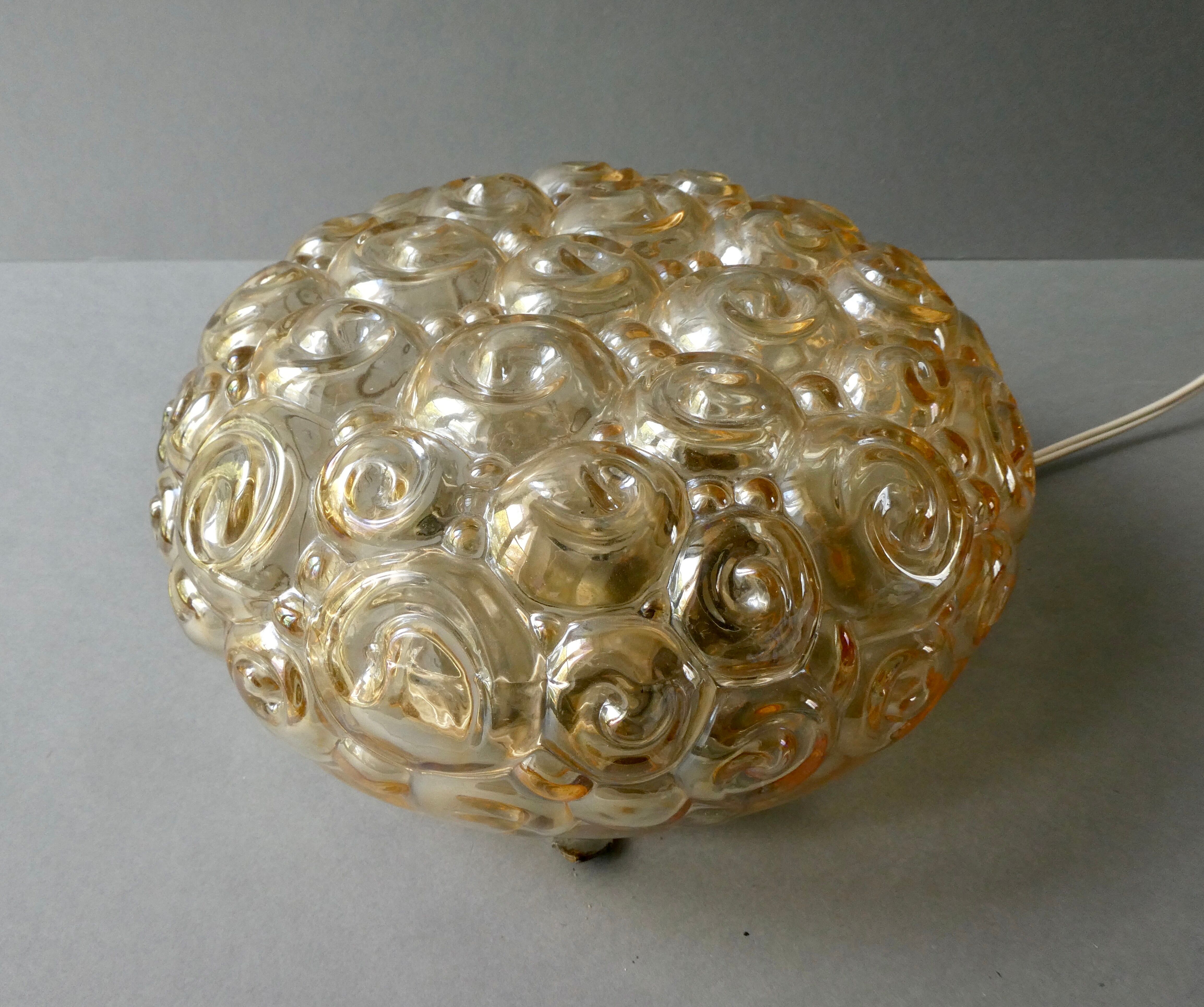 Ceiling lamp in amber glass from the 70s