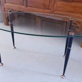 1950 oval coffee table in steel and brass glass