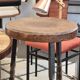 Stool in wrought iron and solid oak