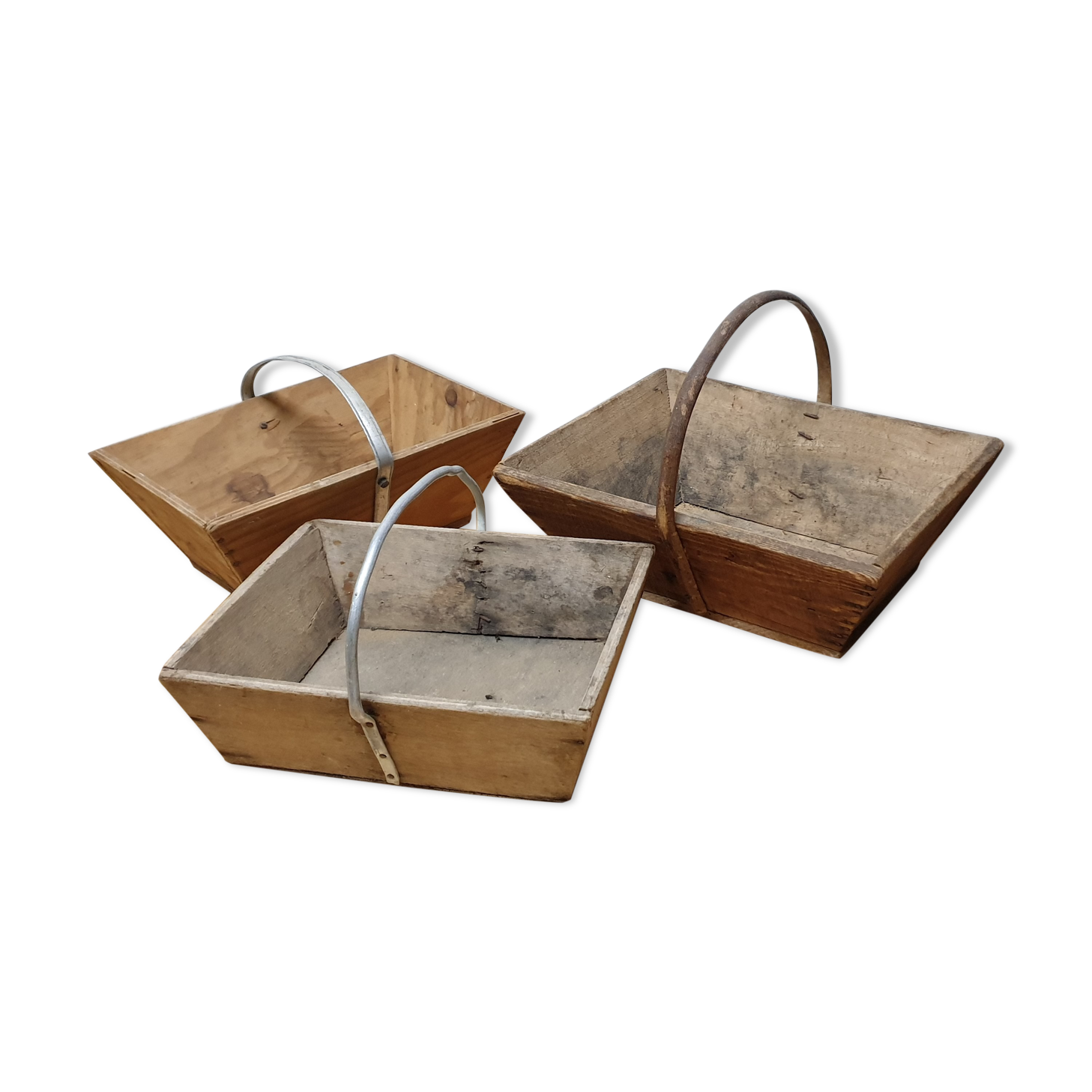 Trio of old gardener baskets