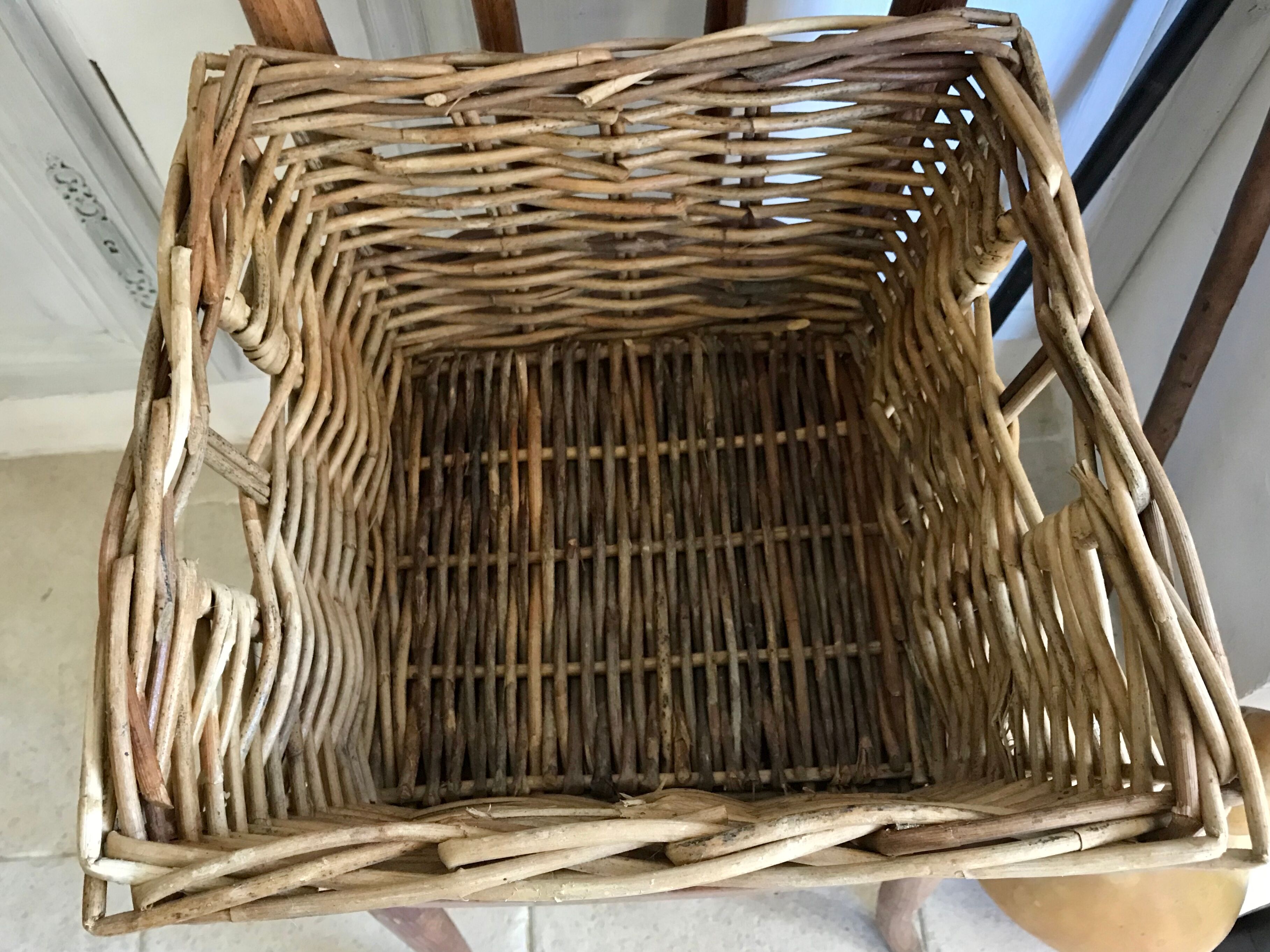 Vintage wicker square basket