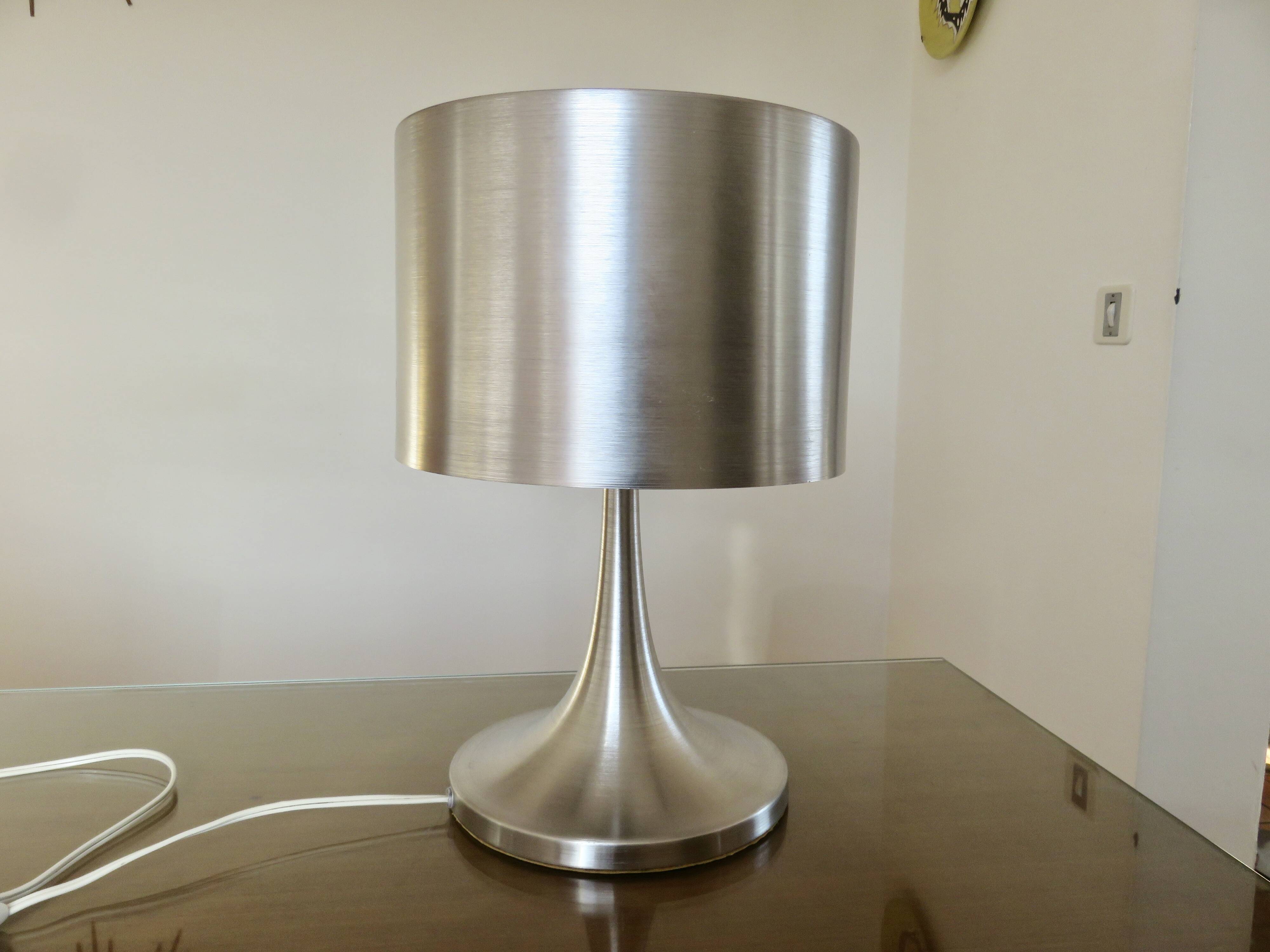 Brushed metal tulip floor lamp vintage 70s