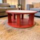 Large vintage round XL orange wooden coffee table / coffee table