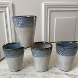 Lot de 4 verres tasses en grès vintage années 70