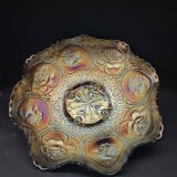 Prachtige schaal in iriserend glas met decor van dragon en lotus fenton