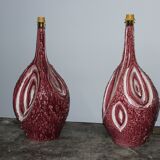 Mid-century bordeaux ceramic office lamps 60s