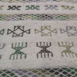 Handmade Berber white patterned white carpet