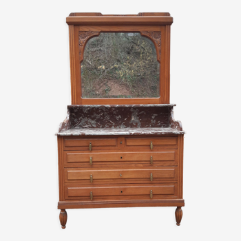 Chest of drawers dressing table oak and marble