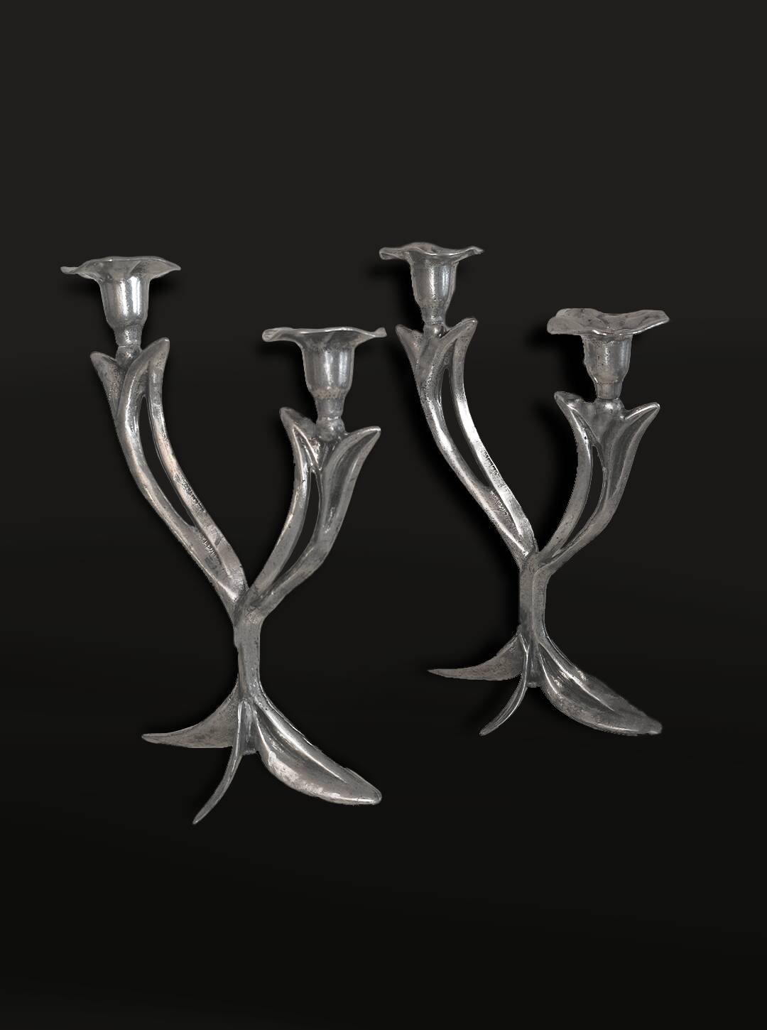 Pair of floral Art Nouveau candlesticks