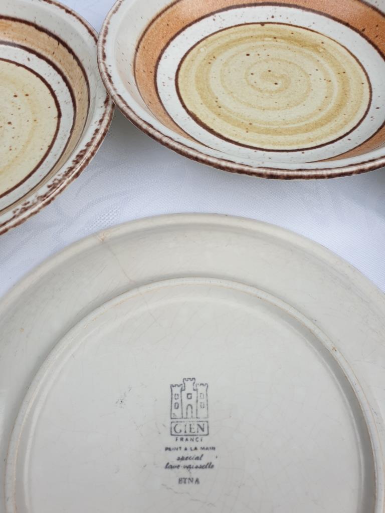 Set 11 plates Gien France model Etna spirals bohemian retro 1970