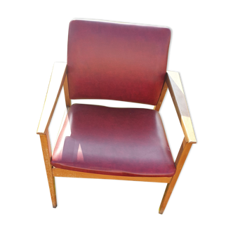 2 armchairs red 1940 has 60 wood frame 70xprof53xlarg62