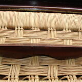 Six-drawer mahogany and straw chest of drawers, circa 1950, made in Mexico