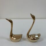 Couple of swans in vintage brass