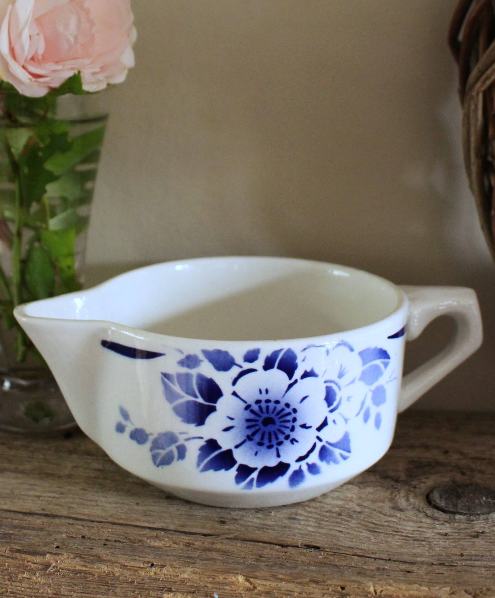 Saucière Fleur bleu Art Deco Saint Amand